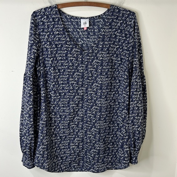 CAbi 5336 Te Amo Blouse Blue White Size Medium - Picture 5 of 16